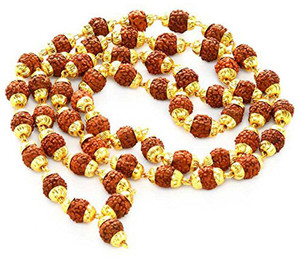 Eshopee Rudraksha Mala (8MM 36Beads) Gold-plated Plated Brass Chain