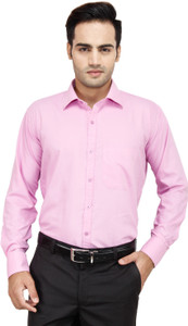 Comfort Line Men Solid Formal Pink Shirt