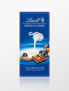 LINDT Swiss Classic Milk Chocolate With Raisins & Gently Rosted Nuts Bars