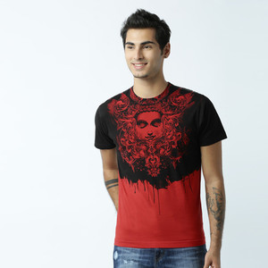 HUETRAP Printed Men Round Neck Red T-Shirt