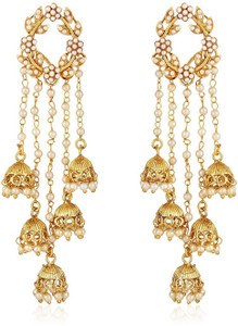 Shining Diva Gold Plated Stylish Fancy Party Wear Pearl Jhumka Jhumki Traditional Earrings Pearl Alloy Jhumki Earring