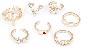 iTS Fashion Cute Knuckle Gold Cut Above Ring Band Midi Rings Alloy Crystal Rose Gold Plated Knuckle Ring