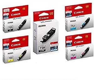 Canon 750 & 751 B/C/Y/M [Set of 5] Tri-Color Ink Cartridge - Canon ...