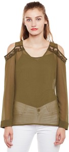 OXOLLOXO Casual Full Sleeve Solid Women Green Top