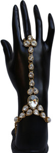 Lucky Jewellery Alloy Cubic Zirconia Gold-plated Ring Bracelet