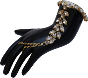 Lucky Jewellery Alloy Cubic Zirconia Gold-plated Ring Bracelet