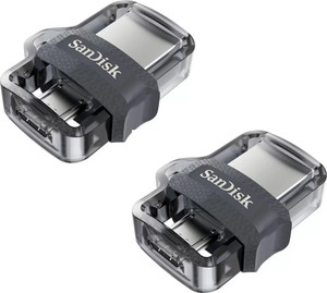 SanDisk Dual Drive OTG 3.0 64 GB + OTG 3.0 16 GB Pen Drive Compatible with Netbook, Desktop Computer, Tablet, Mobile, Audio Player, Television, Laptop USB 3.0 Plastic Case