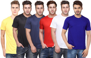 FUNKY GUYS Solid Men Round Neck Multicolor T-Shirt
