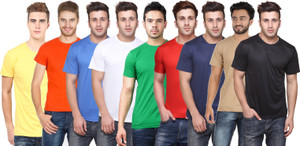 FUNKY GUYS Solid Men Round Neck Multicolor T-Shirt