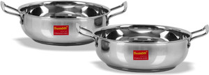 Sumeet Stainless Steel Induction Bottom (Encapsulated Bottom) Induction & Gas Stove Friendly Kadhai Set of 2 Size No.11 (1.5 Ltr) & Size No. 12 (1.9 Ltr) Kadhai 0 cm diameter 1.9 L capacity
