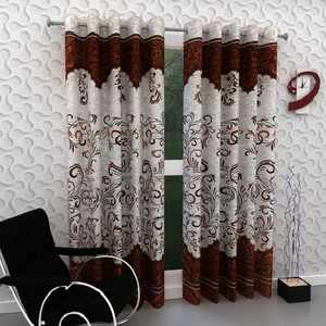 Panipat Textile Hub 213 cm (7 ft) Polyester Semi Transparent Door Curtain (Pack Of 2)