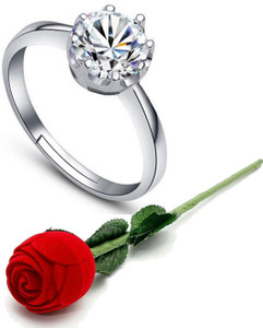 Karatcart Valentine gift by Karatcart Platinum Plated Trendy Elegant Austrian Crystal Adjustable Ring For Women Alloy Crystal Platinum Plated Ring