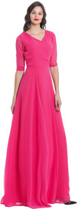 shaper Women Maxi Pink Full Length Dress