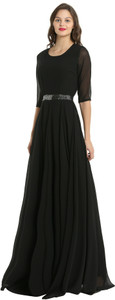 shaper Women Gown Black Maxi/Full Length Dress