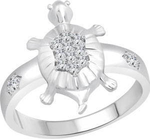 VIGHNAHARTA Turtle Alloy Cubic Zirconia Gold Plated Ring