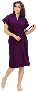 ELEVANTO Purple 1 Free Size Bath Robe