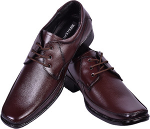 somugi Genuine Leather Brown Formal Lace up shoes Lace Up For Men