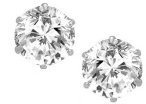 fabula Silver Cubic Zirconia Solitaire "Stellar Fine Jewels Collection" Cubic Zirconia Alloy Stud Earring