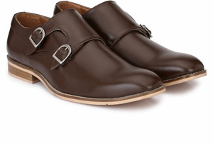 Hirel's Hirel's Brown Double Monk Cap Toe Premium Formal Shoes Monk Strap For Men