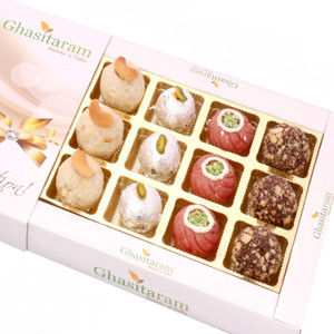 Ghasitaram Gifts Assorted Dryfruit Sweets in White Box Box
