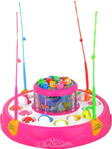 spincart GoGo Fishing Rotating Magnatic Fishing Game With Lights And Music, 26 Fishes And 4 Rods(multi colour)