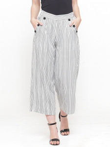 PLUSS Flared Women White Trousers