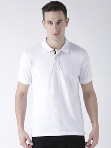Club York Solid Men Polo Neck White T-Shirt