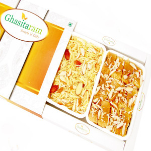 Ghasitaram Gifts Mithai Hampers - Mysore Pak and Namkeen Hamper Box