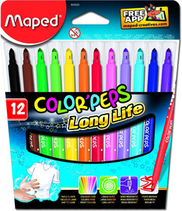 Maped Color'Peps Felt Tip Pens Long Life 12 Shades Set Felt Tip Nib Sketch Pen