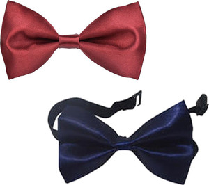 Qtsy Maroon And Navy Blue Bow Solid Men Tie