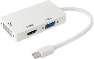 Smart Tech  TV-out Cable 3 in 1 Thunderbolt Mini DisplayPort to HDMI VGA DVI Cable (White)