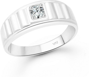 VIGHNAHARTA Simple Solitaire Band Ring for Men and Boys Alloy Cubic Zirconia Rhodium Plated Ring