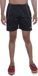Vego Solid Men Black Sports Shorts