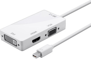 Tobo  TV-out Cable Mini DisplayPort (thunderbolt) to DVI VGA HDMI 3 In 1 Adapter TD-192TC