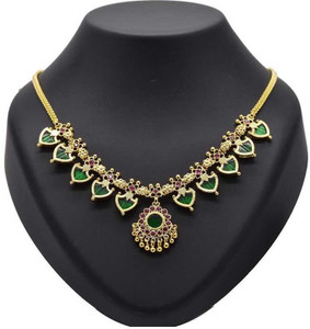 Kollam Supreme One Gram Traditional Palakka Necklace Gold-plated Plated Alloy Necklace