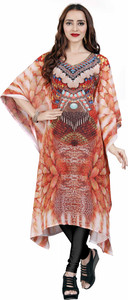 REYANS Printed Poly Georgette Women Kaftan