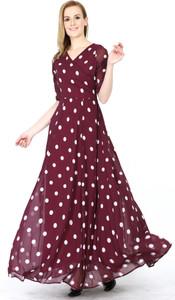 shaper Women Gown Maroon Maxi/Full Length Dress