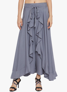 BITTERLIME Flared Women Grey Trousers