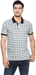 PEOPLE Printed Men Polo Neck White T-Shirt