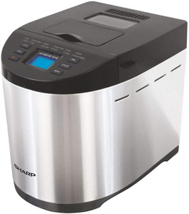 Sharp SHARP-PE105CS Table-Top Bread Maker for Home, Kitchen | Fully Automatic Functions | 12 Pre-Programmed Menus Including Gluten-Free | 3 Crust Colours | Fruit & Nut Dispenser | LCD Display | Grey, Black Bread Maker