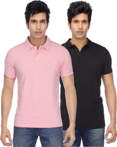 FUNKY GUYS Solid Men Polo Neck Multicolor T-Shirt