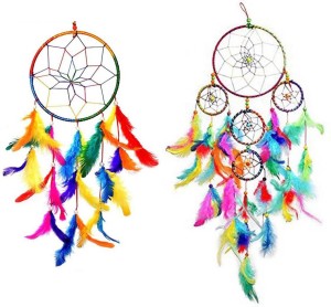 Ryme Car & Wall Hanging Dream Catcher, Attract Positive Dreams (Pack of 2 ) Feather Dream Catcher