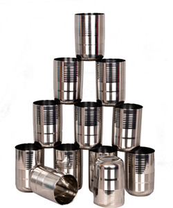 LIMETRO STEEL (Pack of 12) Stainless Steel G5-12 Glass Set Water/Juice Glass