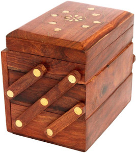 sk handicraft Wooden Jewellery Box Jewellery Vanity Box3 box (Brown) 6 inc jewellery box Vanity Box