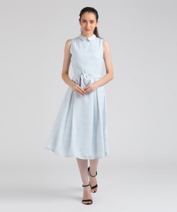 Tokyo Talkies Women A-line Light Blue Midi/Calf Length Dress