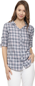 CAMPUS SUTRA Women Checkered Casual White, Grey Shirt