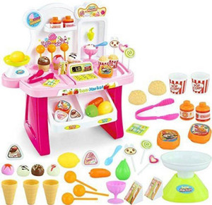ToyVilla 34 PCS Kids Mini Market Supermarket Play Set with lights & Sounds Toy for Kids