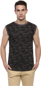 Urbano Fashion Military Camouflage Men Round Neck Grey T-Shirt