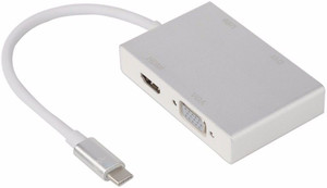 microware 4 in 1 Type C to HDMI VGA DVI USB 3.1 USB-C Converter Cable for Laptop Apple Macbook Google Chromebook Pixe MMPL-4 IN 1 USB Hub