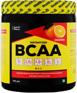 HealthVit Fitness BCAA 6000, 200g Powder Orange Pre/Post Workout Supplement BCAA